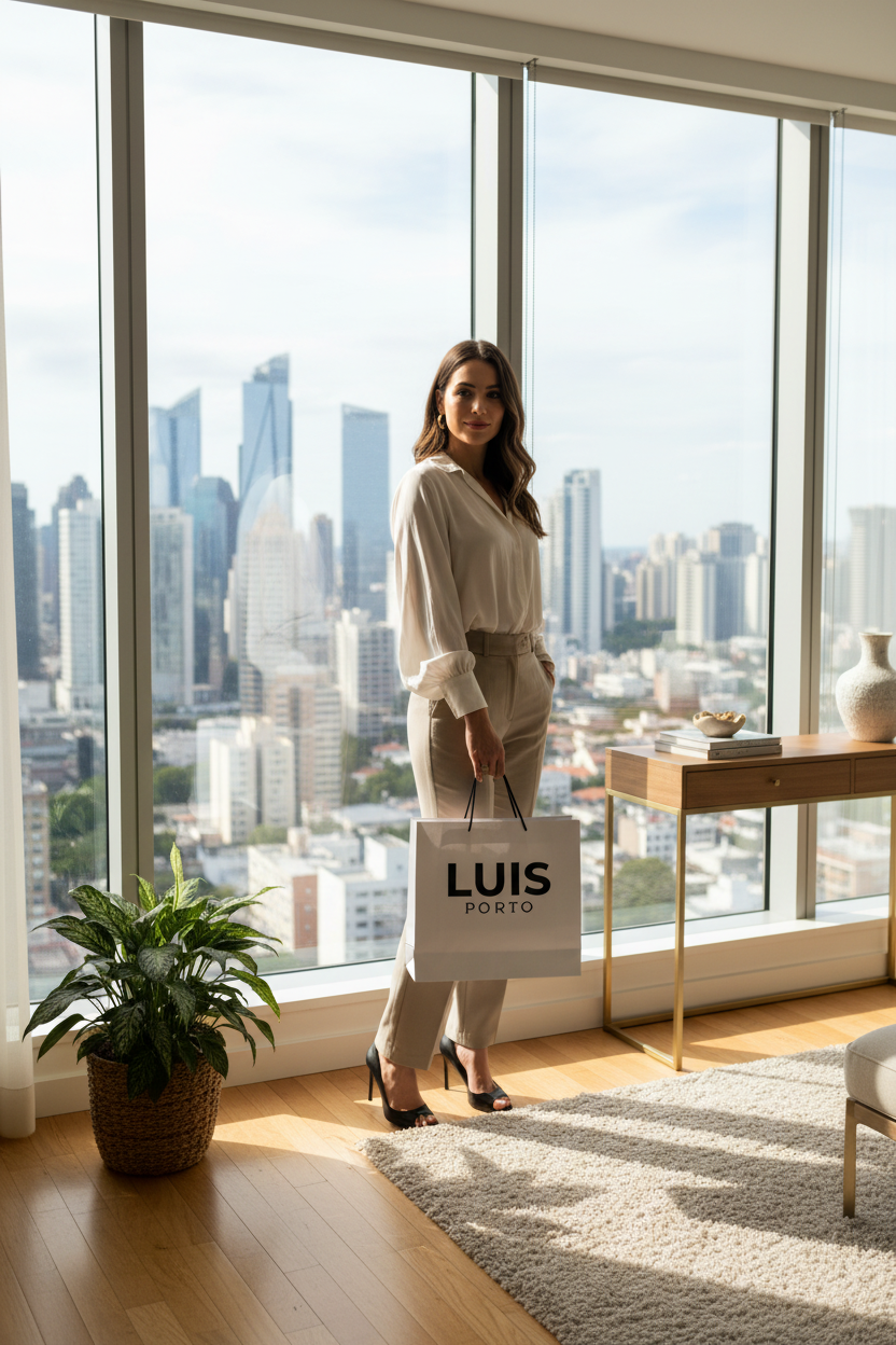 Mulher apartamento moderno